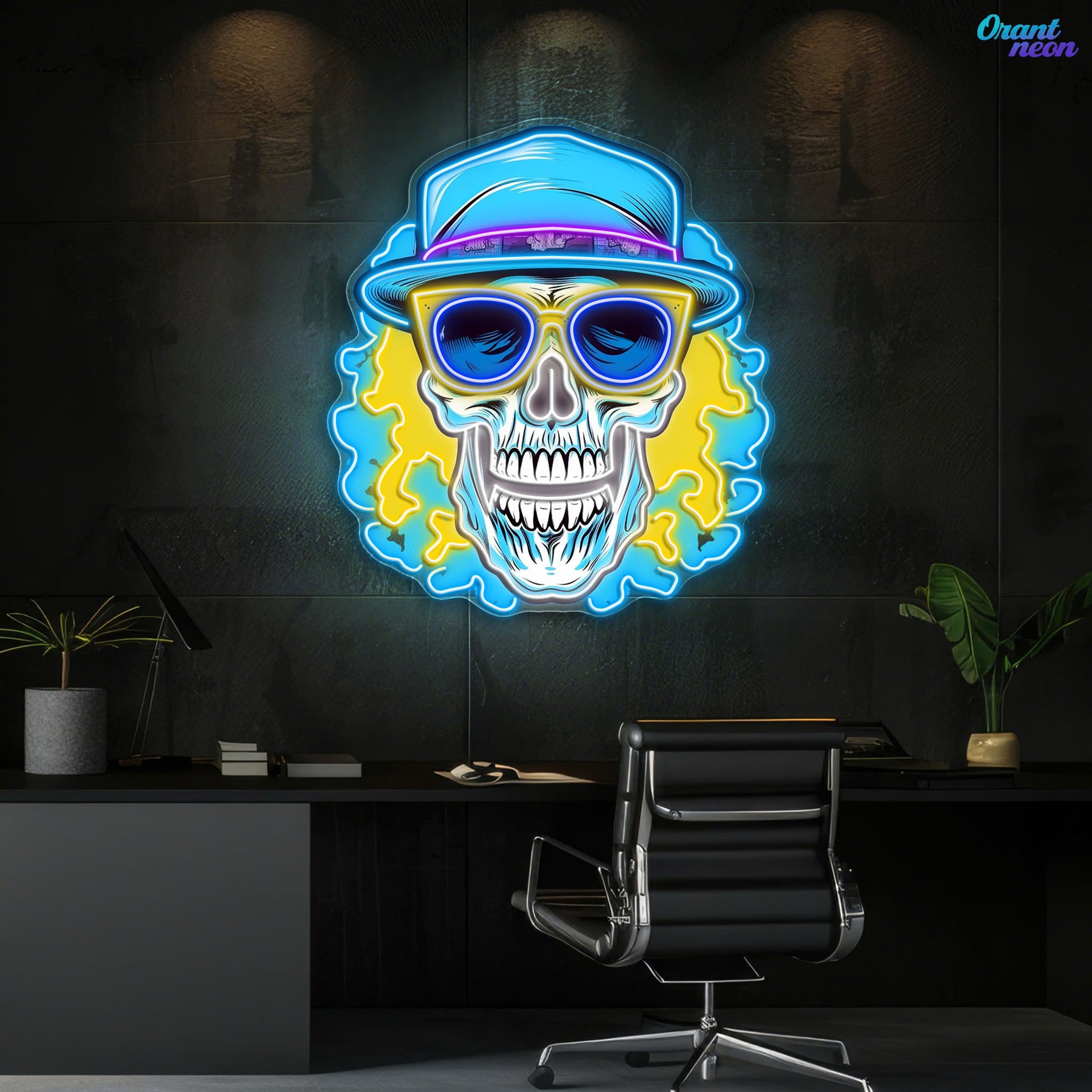Death's Vacation: Skulls in Paradise Neon Sign Light Artwork