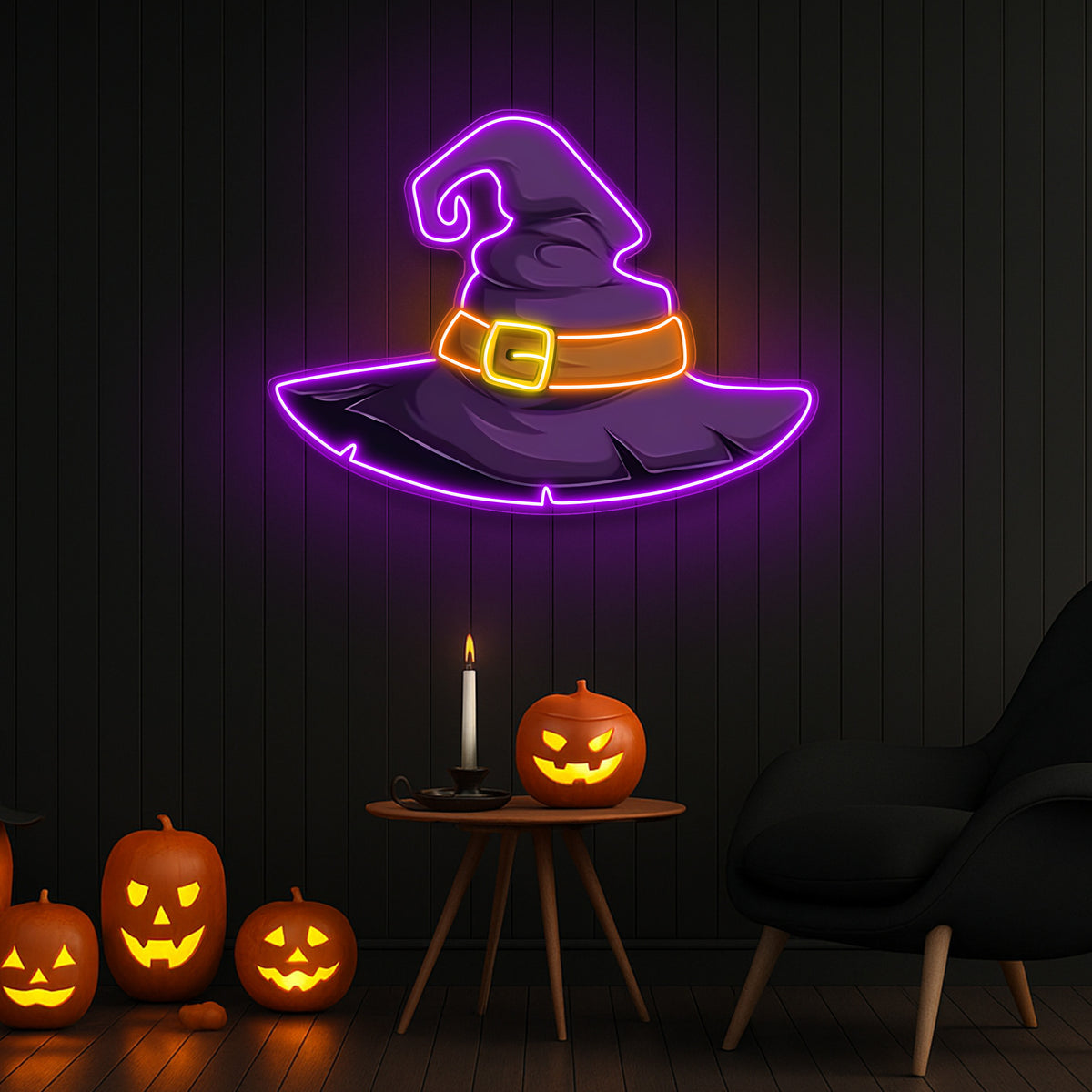 Spooky Jack-O'-Lantern Neon Sign – Halloween Pumpkin LED Wall Decor