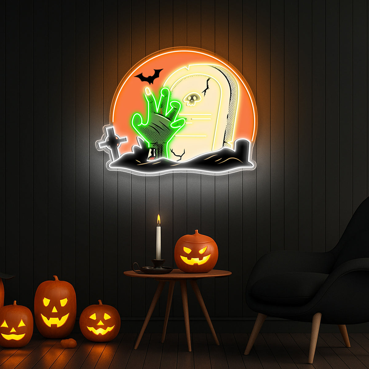 Halloween LED Neon Sign – Glowing Pumpkin with Witch Hat | Spooky Wall Decor for Halloween Parties & Home