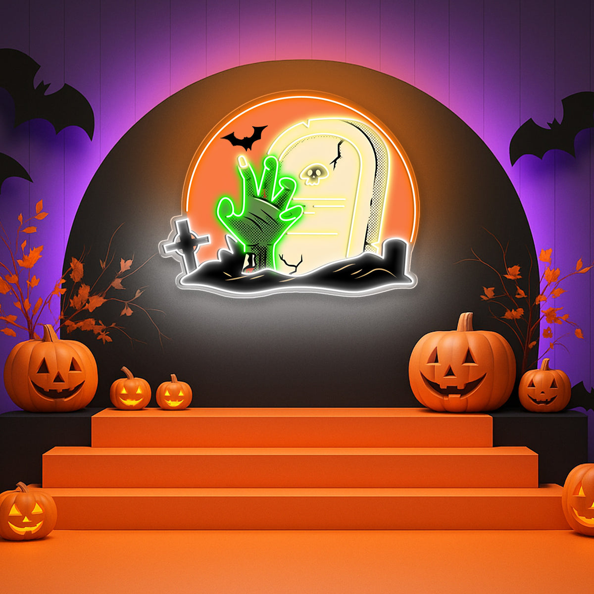 Halloween LED Neon Sign – Glowing Pumpkin with Witch Hat | Spooky Wall Decor for Halloween Parties & Home