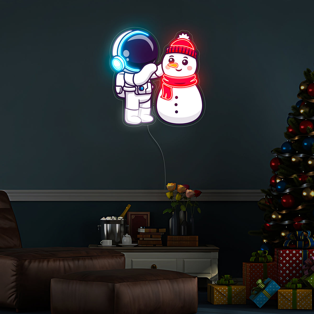 Astronaut Snowman Christmas Led Neon Acrylic Artwork