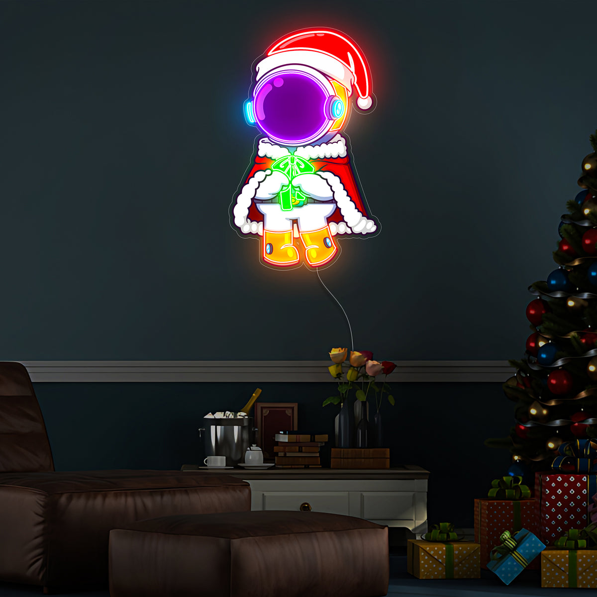 Astronaut Santa Christmas 1 Led Neon Acrylic Artwork