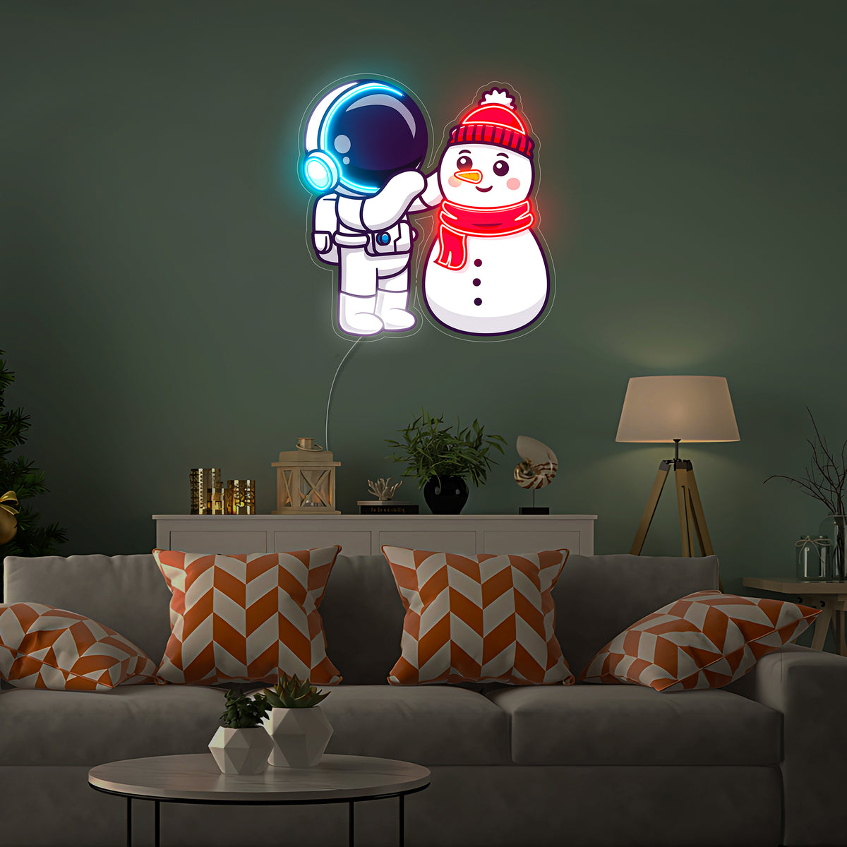 Astronaut Snowman Christmas Led Neon Acrylic Artwork