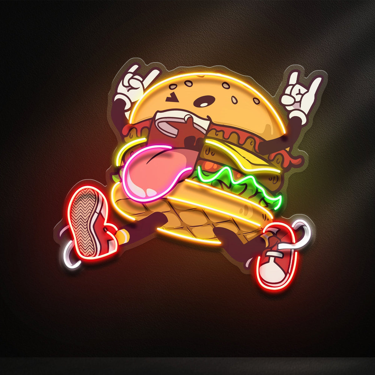 Burger Goes Wild LED Neon Sign Light Pop Art