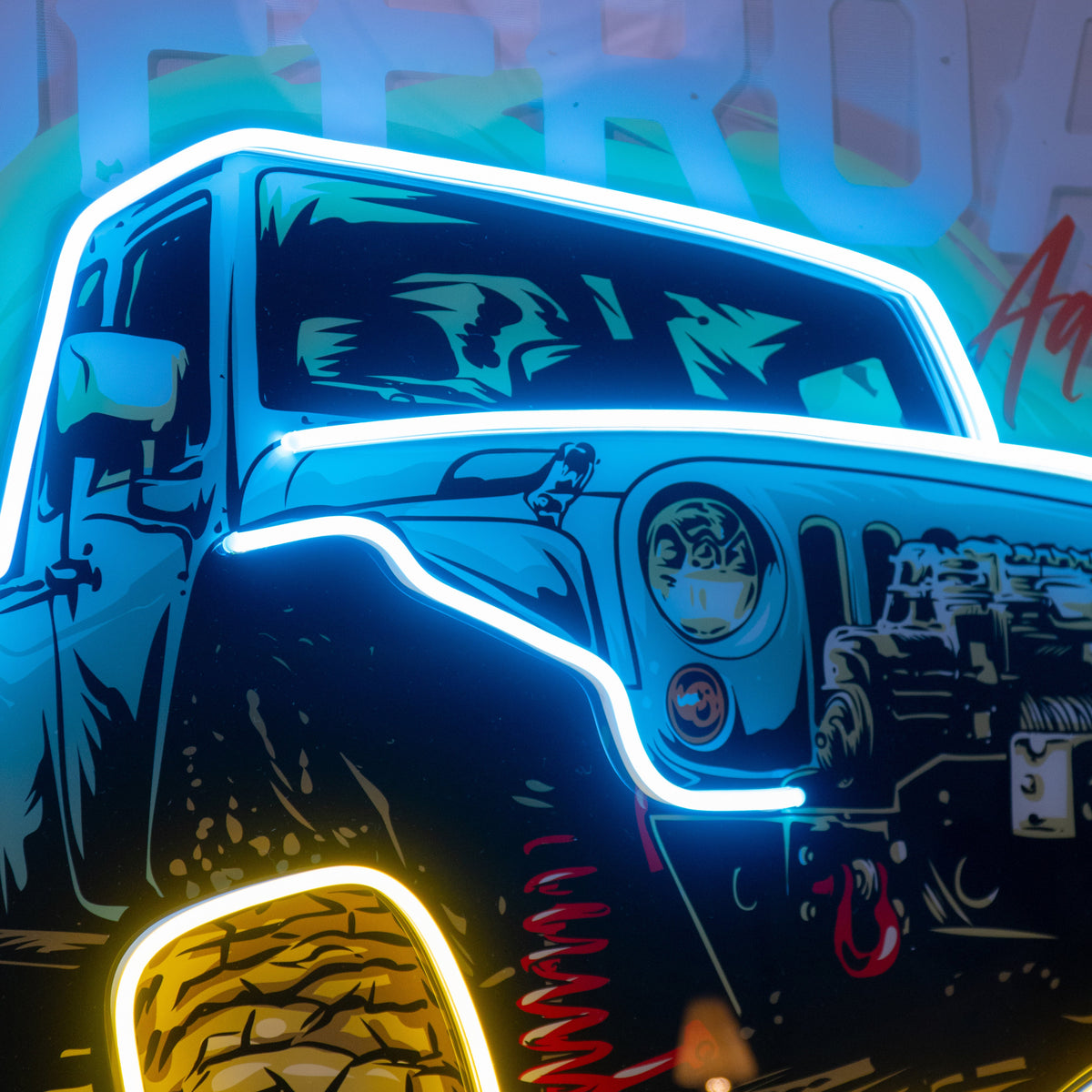 Offroad Adventure Dark Car LED Neon Sign Light Pop Art