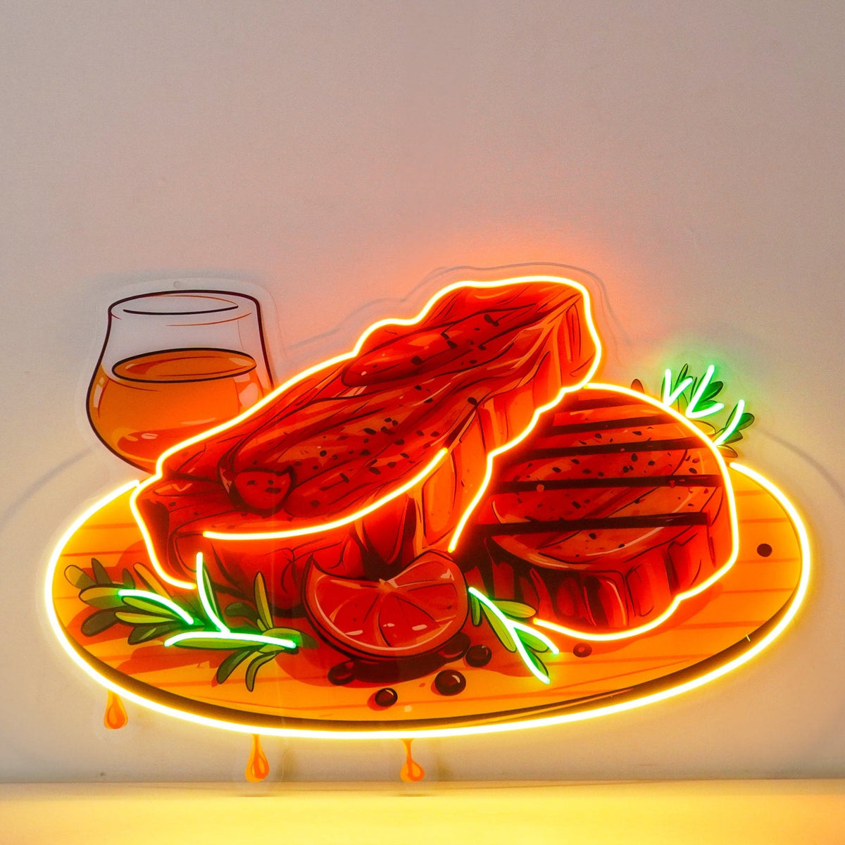 Grilled Meat Isolated LED Neon Sign Light Pop Art