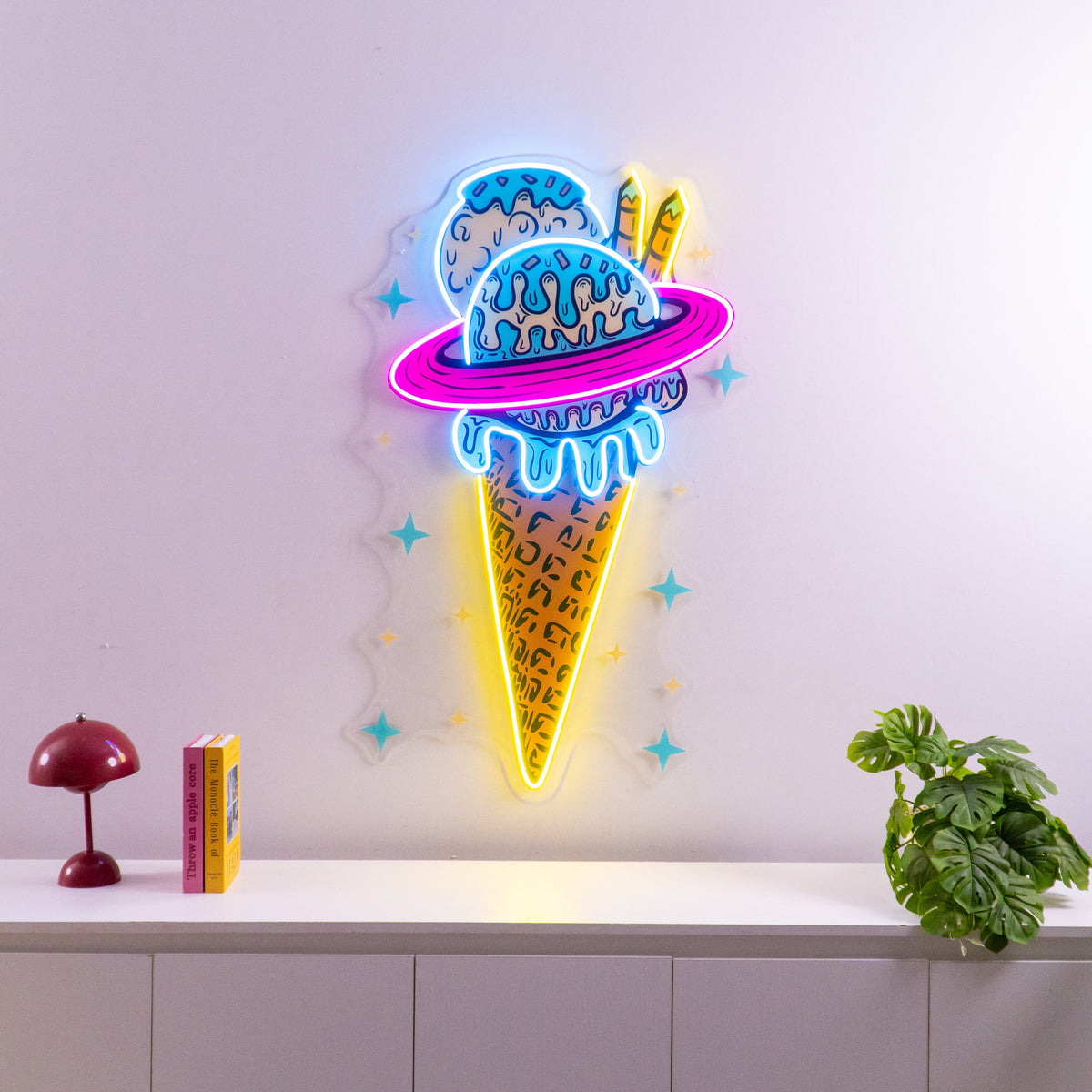 Planets Ice Cream Vintage LED Neon Sign Light Pop Art