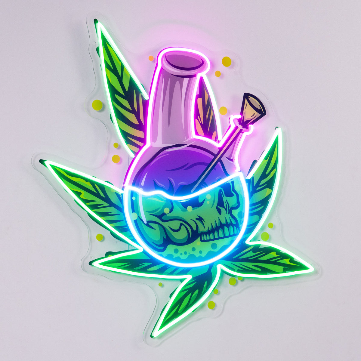Skull Head In The Weed Bong LED Neon Sign Light Pop Art