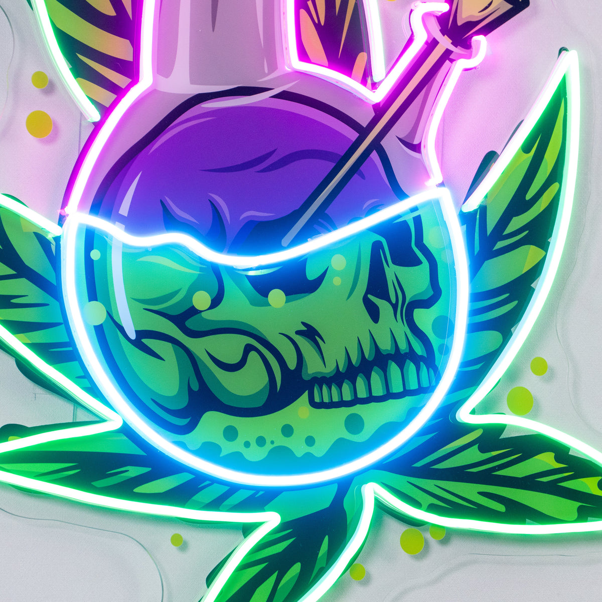 Skull Head In The Weed Bong LED Neon Sign Light Pop Art