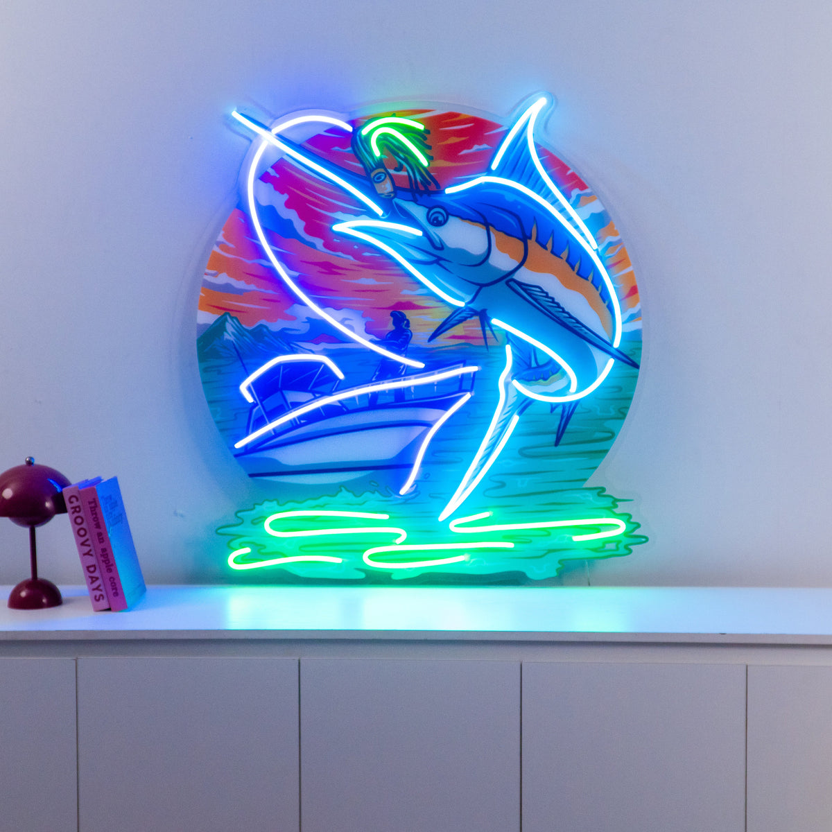 Marlin Sea Fishing LED Neon Sign Light Pop Art