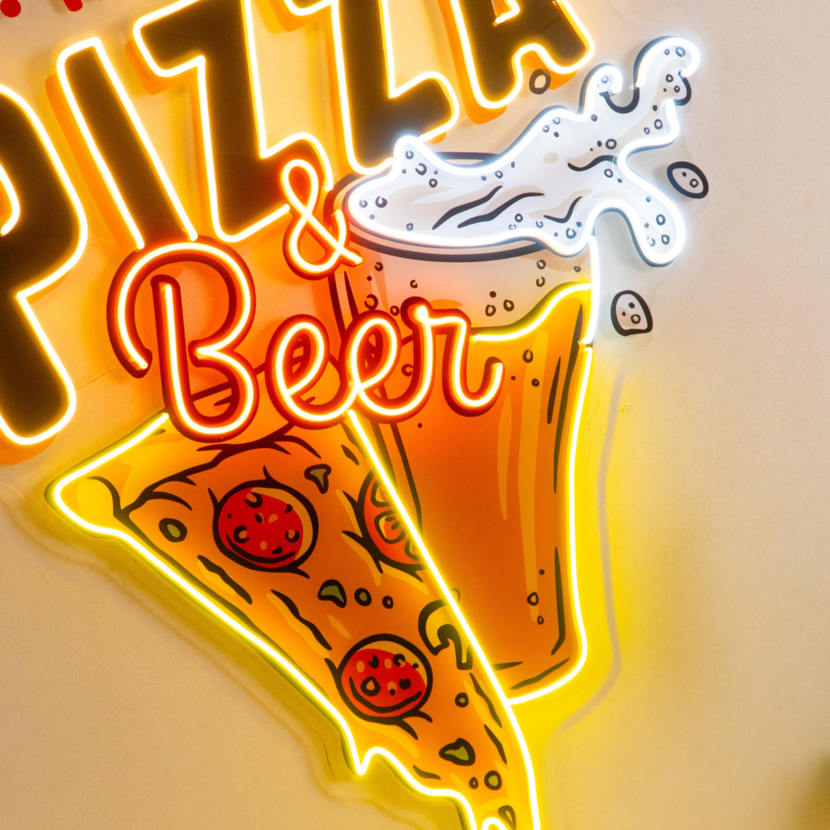 Tasty Pizza & Beer LED Neon Sign Light Pop Art