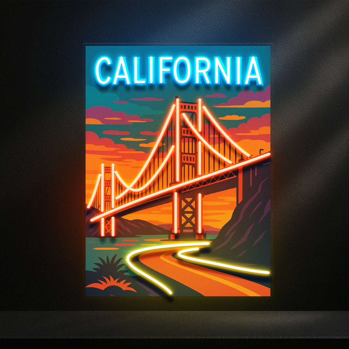 Golden Sunset Drive LED Neon Sign Light Pop Art