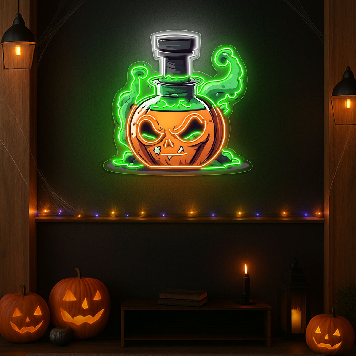 🎃 Spooky Pumpkin Potion Neon Sign – Halloween LED Wall Light