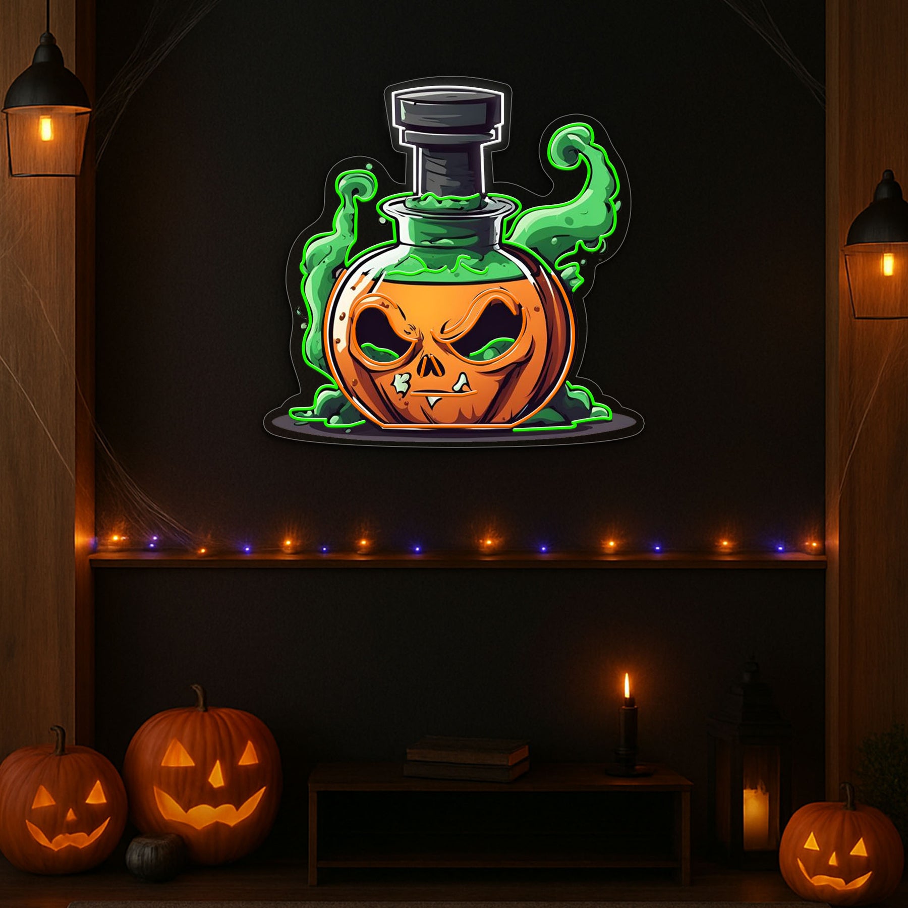 🎃 Spooky Pumpkin Potion Neon Sign – Halloween LED Wall Light