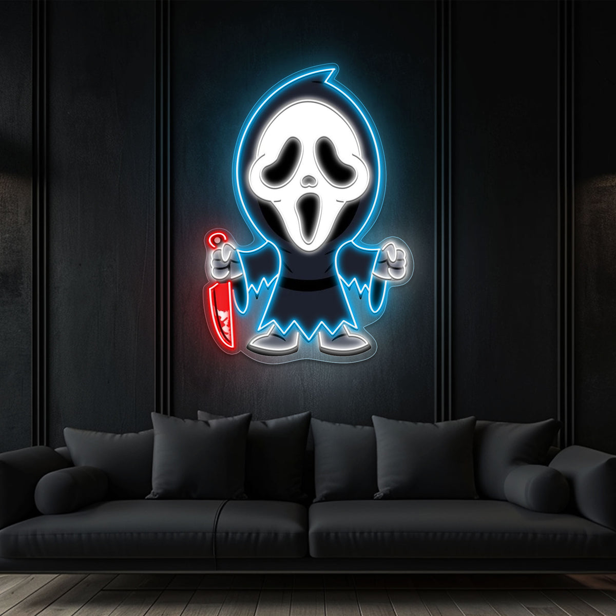Ghost Face Neon Sign – Spooky Halloween LED Wall Light for Horror Fans & Home Decor