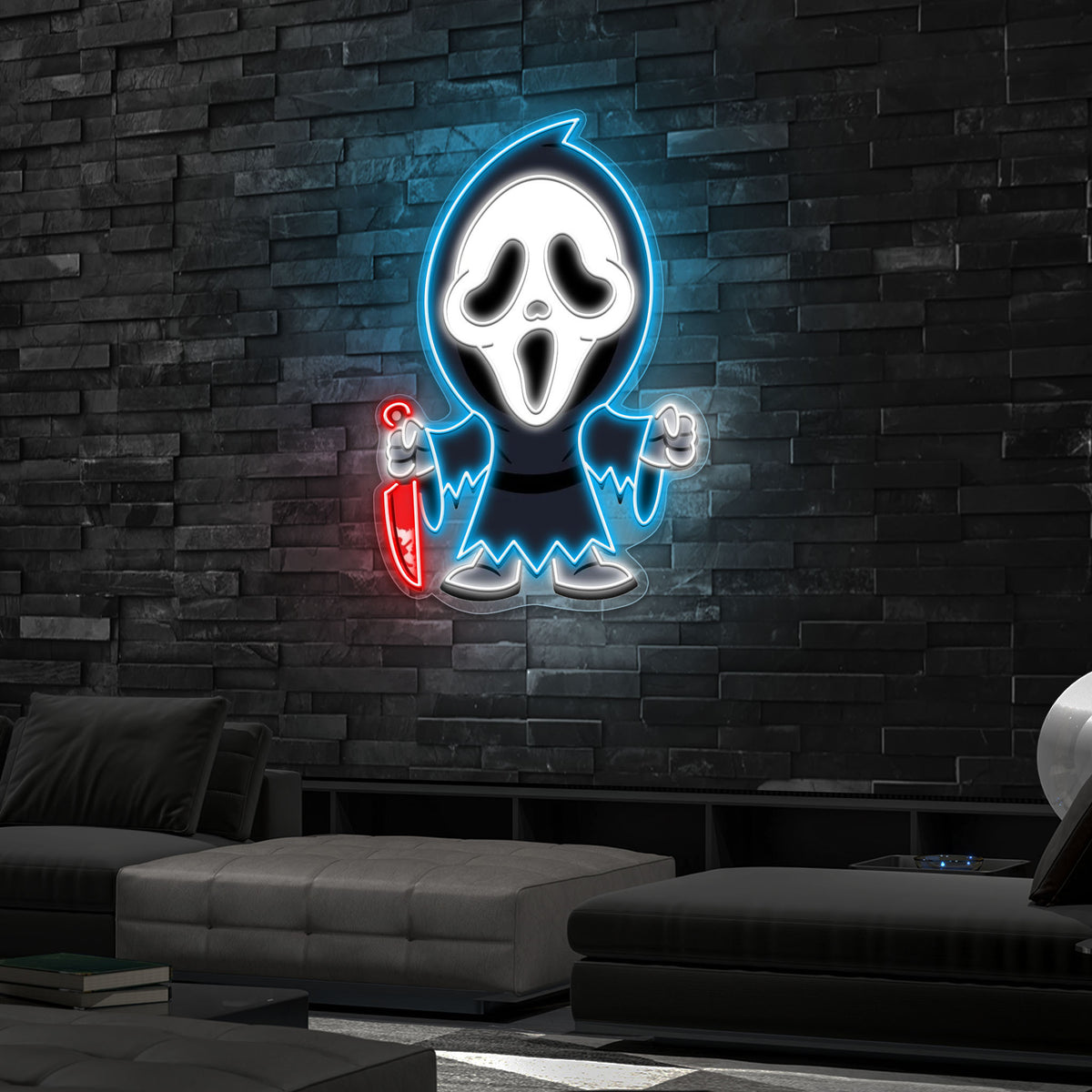 Ghost Face Neon Sign – Spooky Halloween LED Wall Light for Horror Fans & Home Decor