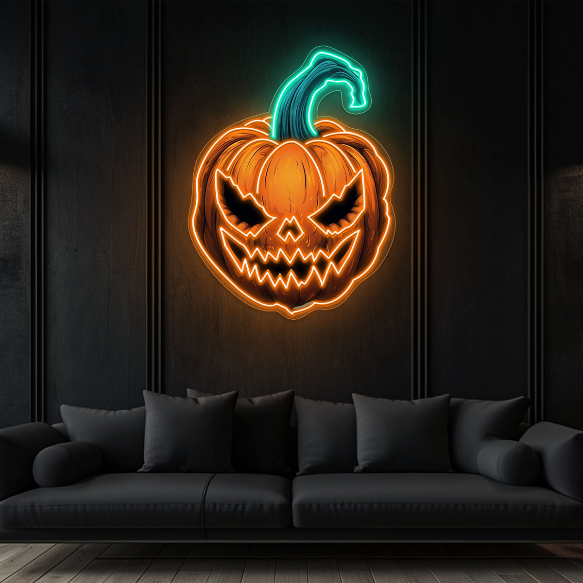 Terrifying Halloween Pumpkin Neon Sign – Spooky LED Wall Light for Home, Bar & Party Decor