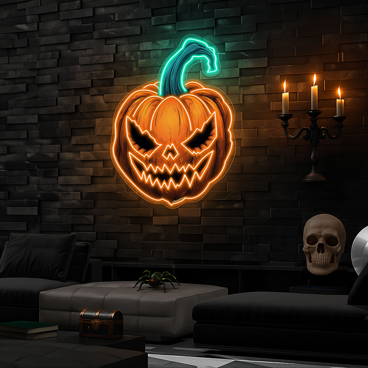 Terrifying Halloween Pumpkin Neon Sign – Spooky LED Wall Light for Home, Bar & Party Decor