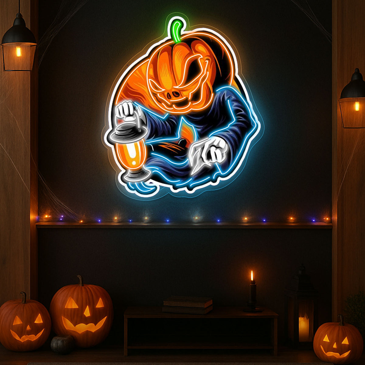 🎃 Glowing Pumpkin Phantom – Halloween LED Neon Sign
