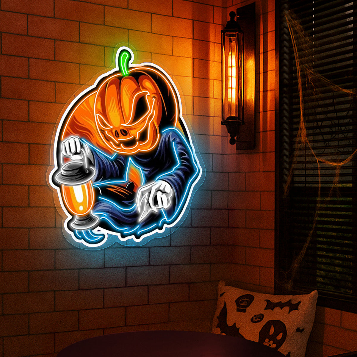 🎃 Glowing Pumpkin Phantom – Halloween LED Neon Sign