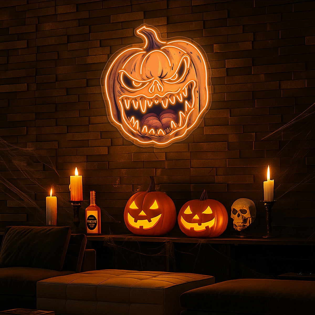 🎃 Frightening Jack-O'-Lantern LED Neon Sign – Halloween Wall Decor 👻