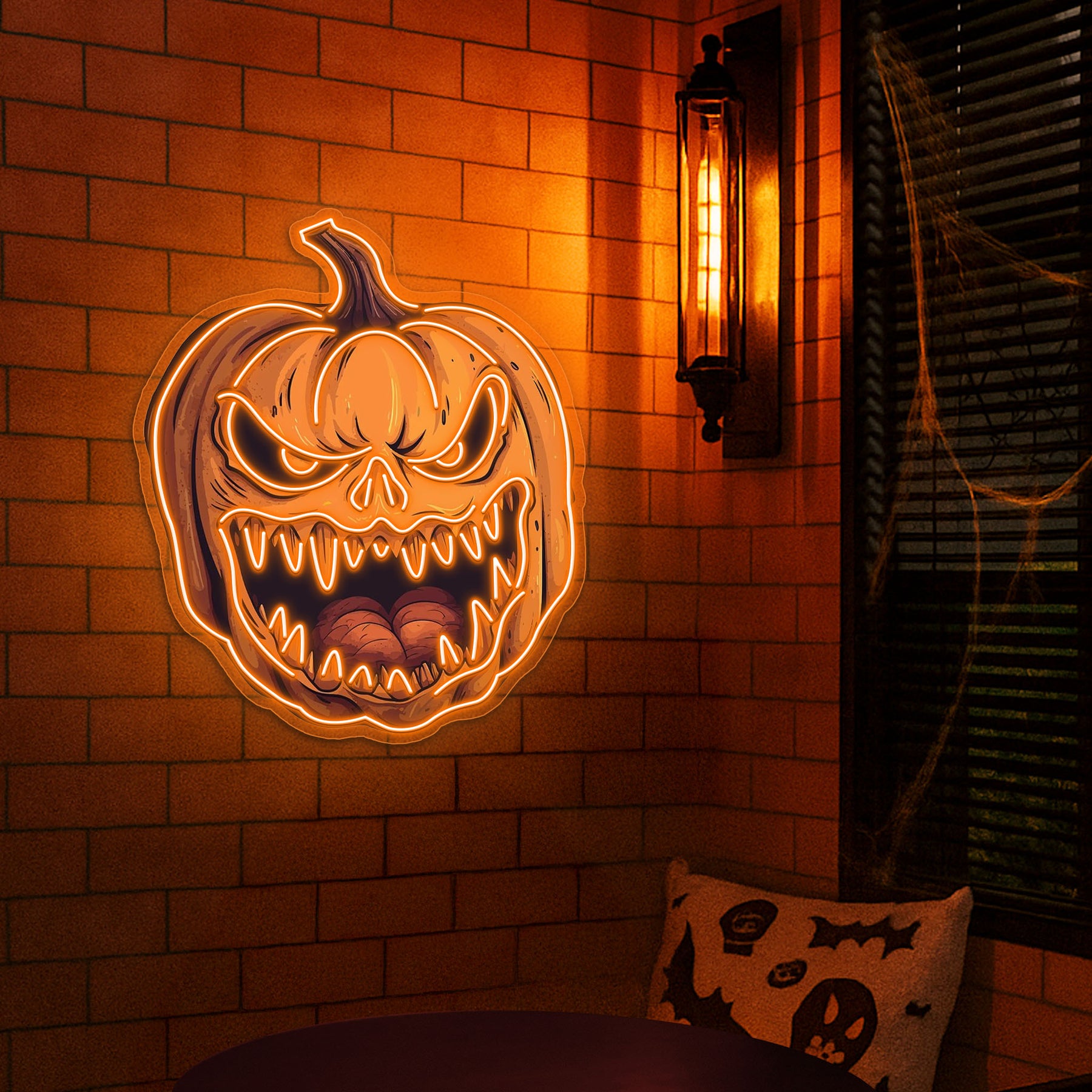 🎃 Frightening Jack-O'-Lantern LED Neon Sign – Halloween Wall Decor 👻
