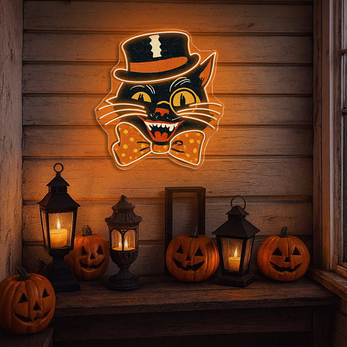 Halloween Pumpkin Gentleman Neon Sign – Vintage Jack-o’-Lantern LED Wall Light for Spooky Party & Home Decor