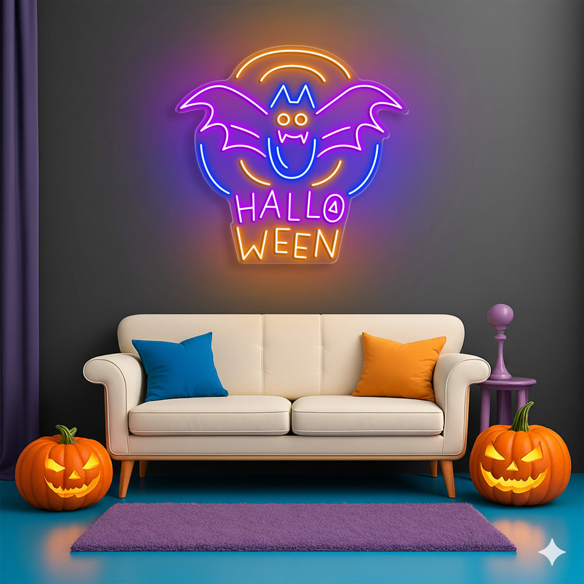 Halloween Bat Neon Sign – Fun Spooky LED Wall Light for Party & Haunted House Decor