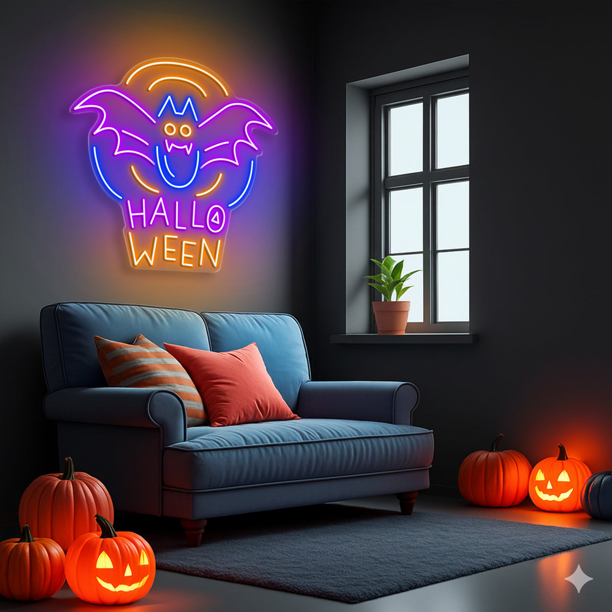 Halloween Bat Neon Sign – Fun Spooky LED Wall Light for Party & Haunted House Decor