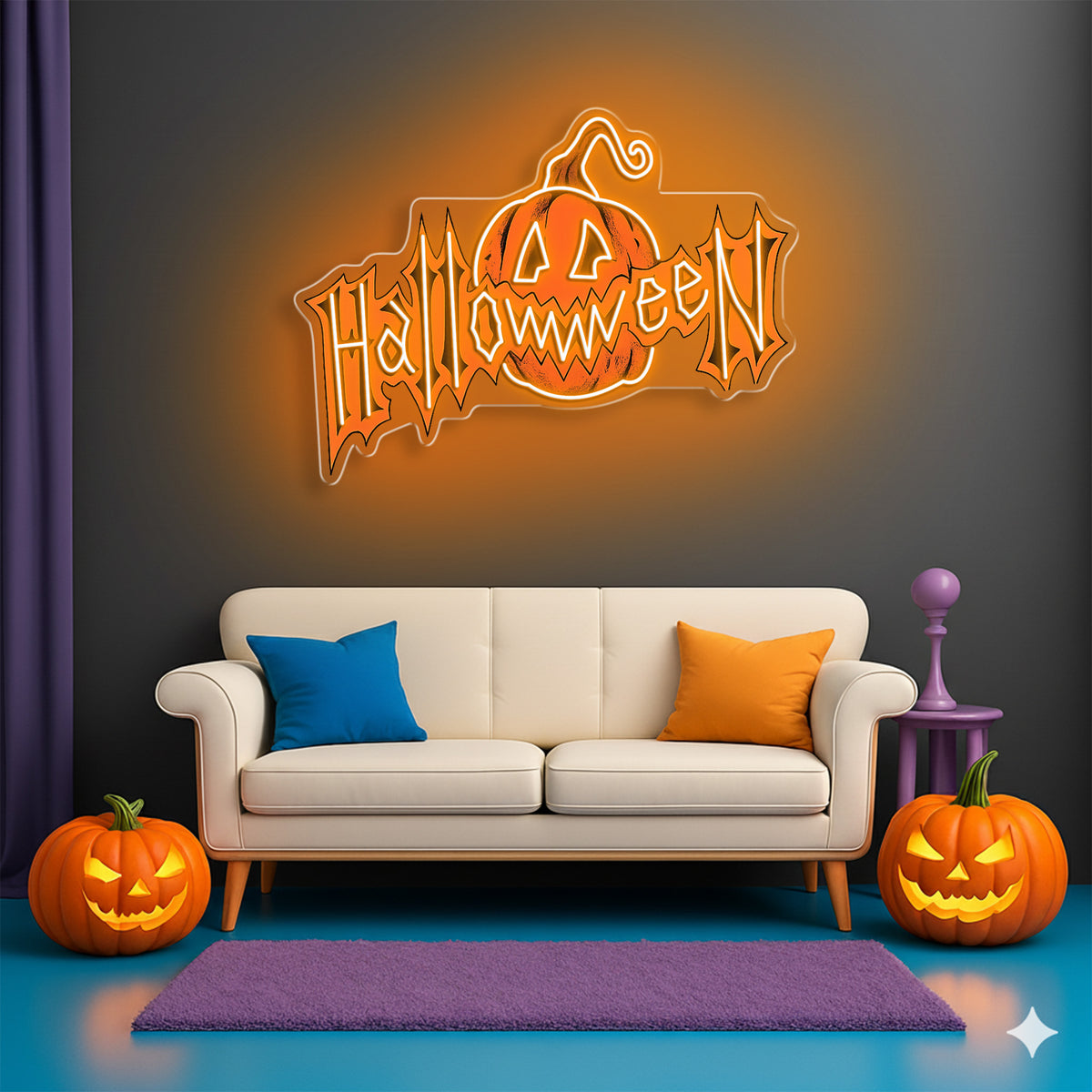 Halloween Pumpkin Neon Sign – LED Wall Light for Spooky Party & Haunted House Decor