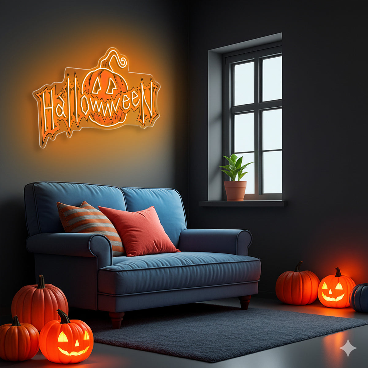 Halloween Pumpkin Neon Sign – LED Wall Light for Spooky Party & Haunted House Decor