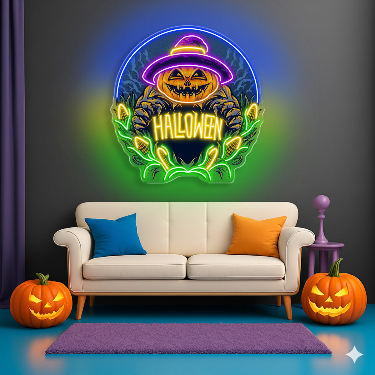 Halloween Pumpkin Neon Sign – LED Wall Light for Spooky Farmhouse & Party Decor