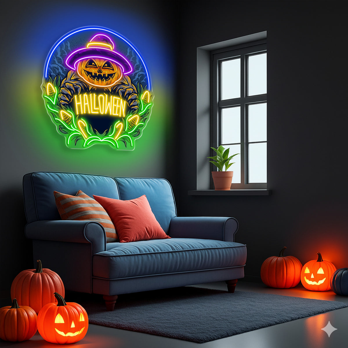 Halloween Pumpkin Neon Sign – LED Wall Light for Spooky Farmhouse & Party Decor