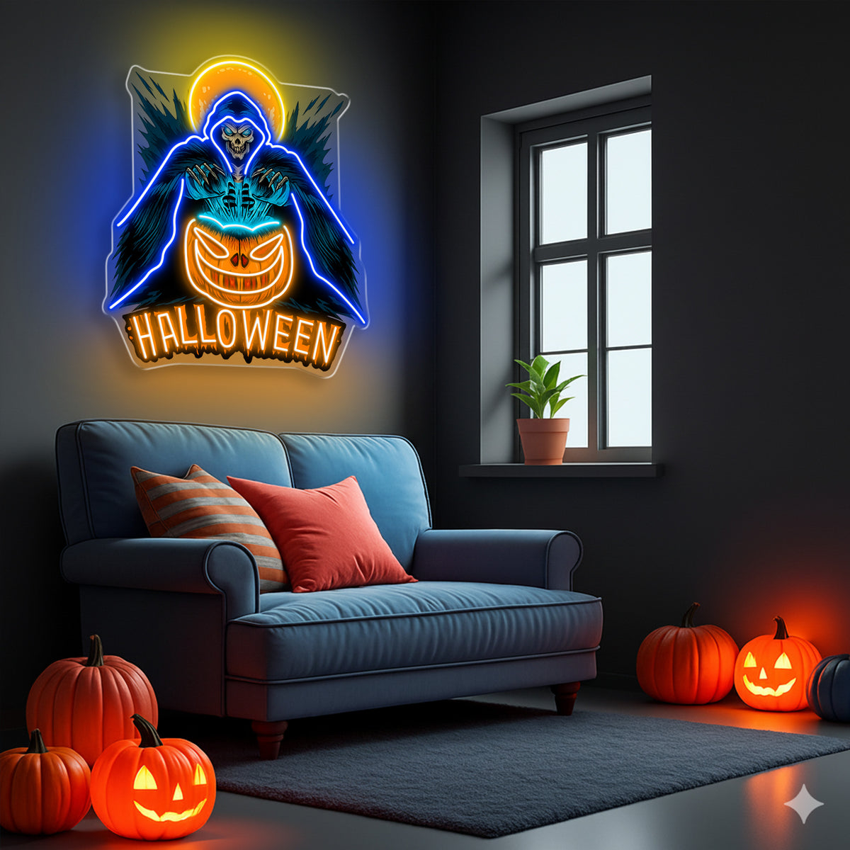 Grim Reaper Halloween Neon Sign – LED Wall Light for Haunted House & Party Decor