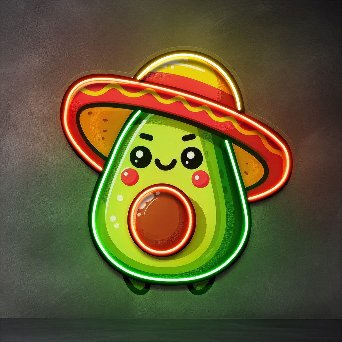 Mini Avocado Sombrero Hat LED Neon Sign Light Pop Art