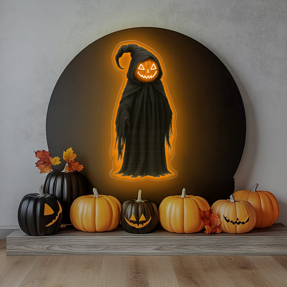 Halloween Grim Pumpkin Neon Sign – Spooky LED Wall Light for Haunted Home & Party Décor