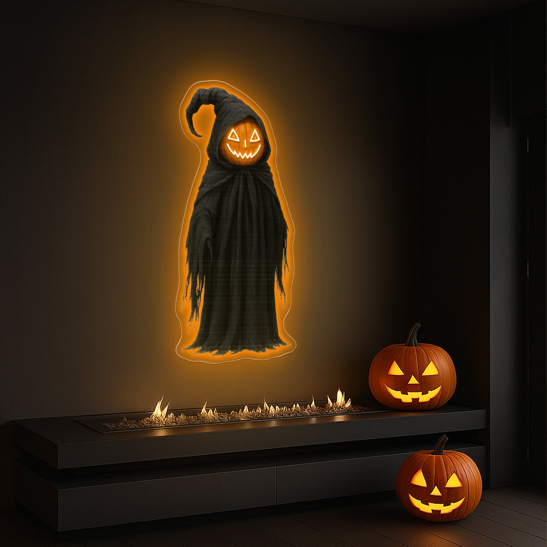Halloween Grim Pumpkin Neon Sign – Spooky LED Wall Light for Haunted Home & Party Décor