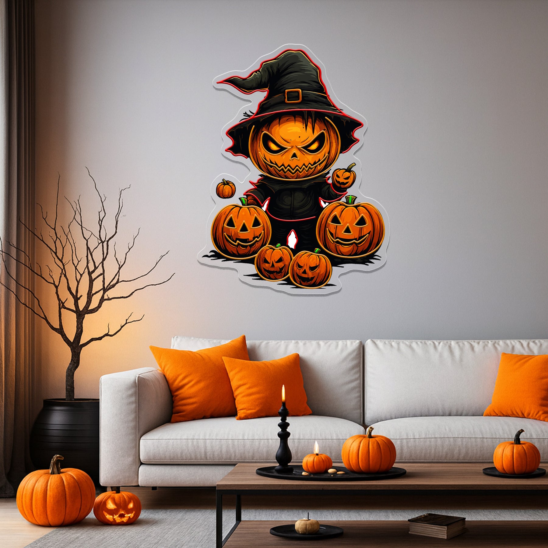 Witch Pumpkin Neon Sign – Spooky Halloween LED Light for Haunted House & Party Wall Décor