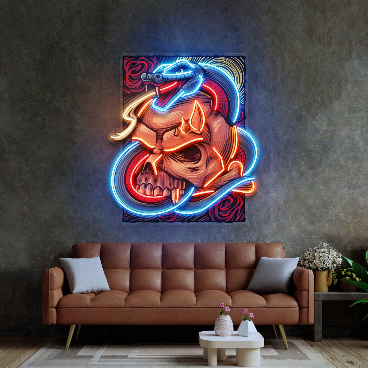 The Snake Has A Skull LED Neon Sign Light Pop Art