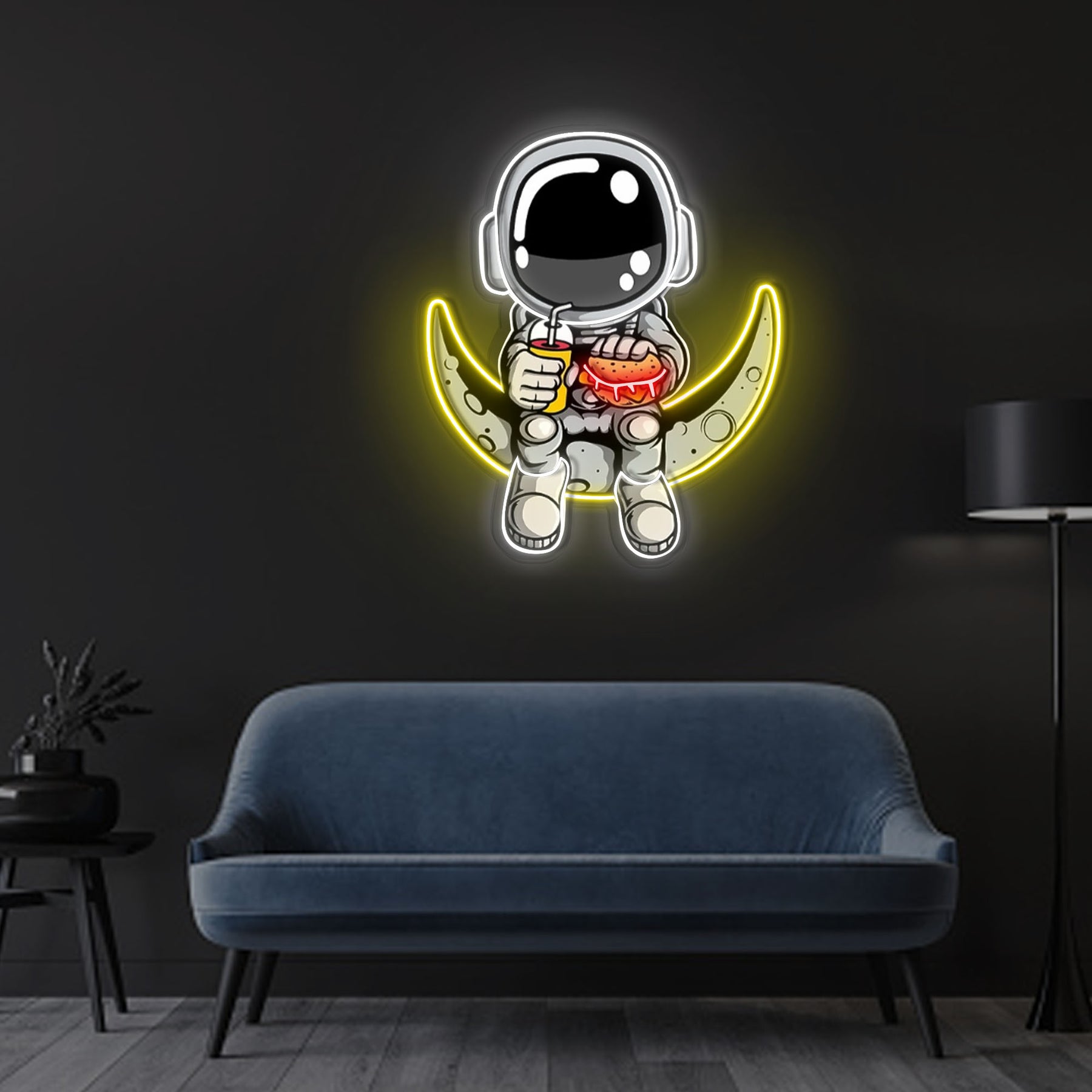 "Astronaut Hamburger" Neon x Acrylic Artwork