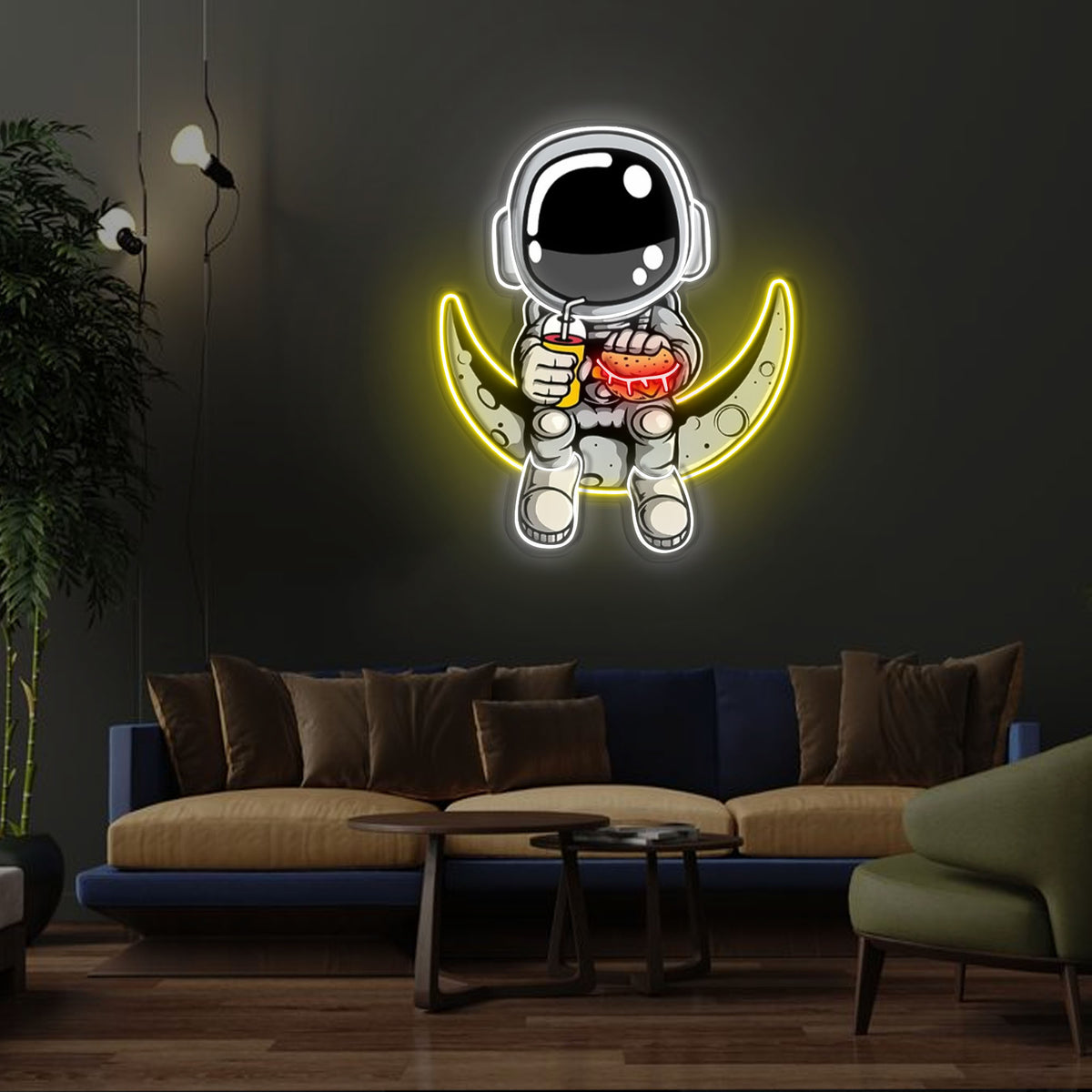 "Astronaut Hamburger" Neon x Acrylic Artwork