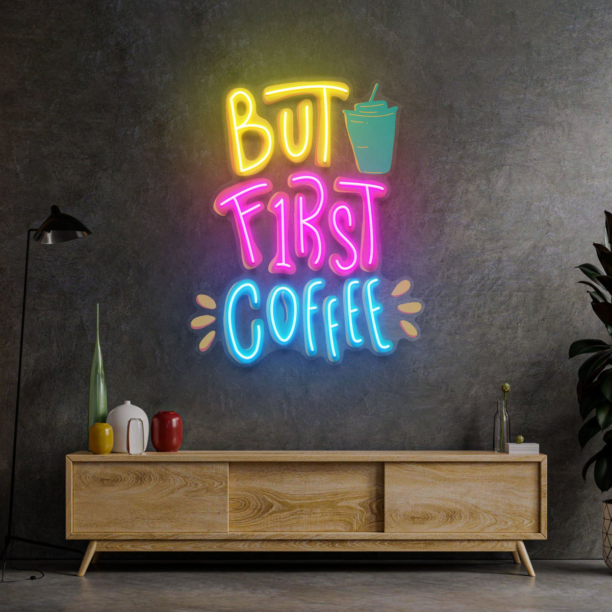 But First Coffee LED Neon Sign Light Pop Art