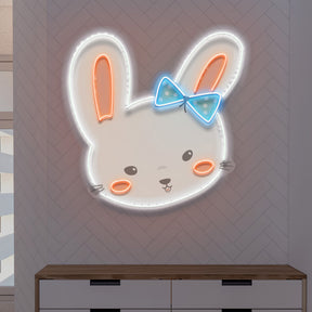 Custom Name Cute Rabbit Face Artwork Led Neon Sign Light