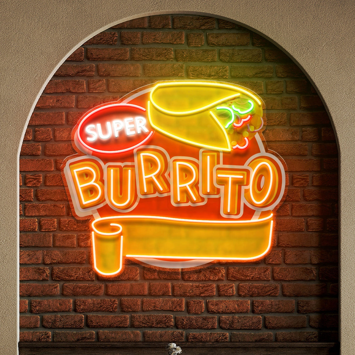 Custom Brand Name Burrito Mexican Food Restaurant Decor Artwork Led Neon Sign Light