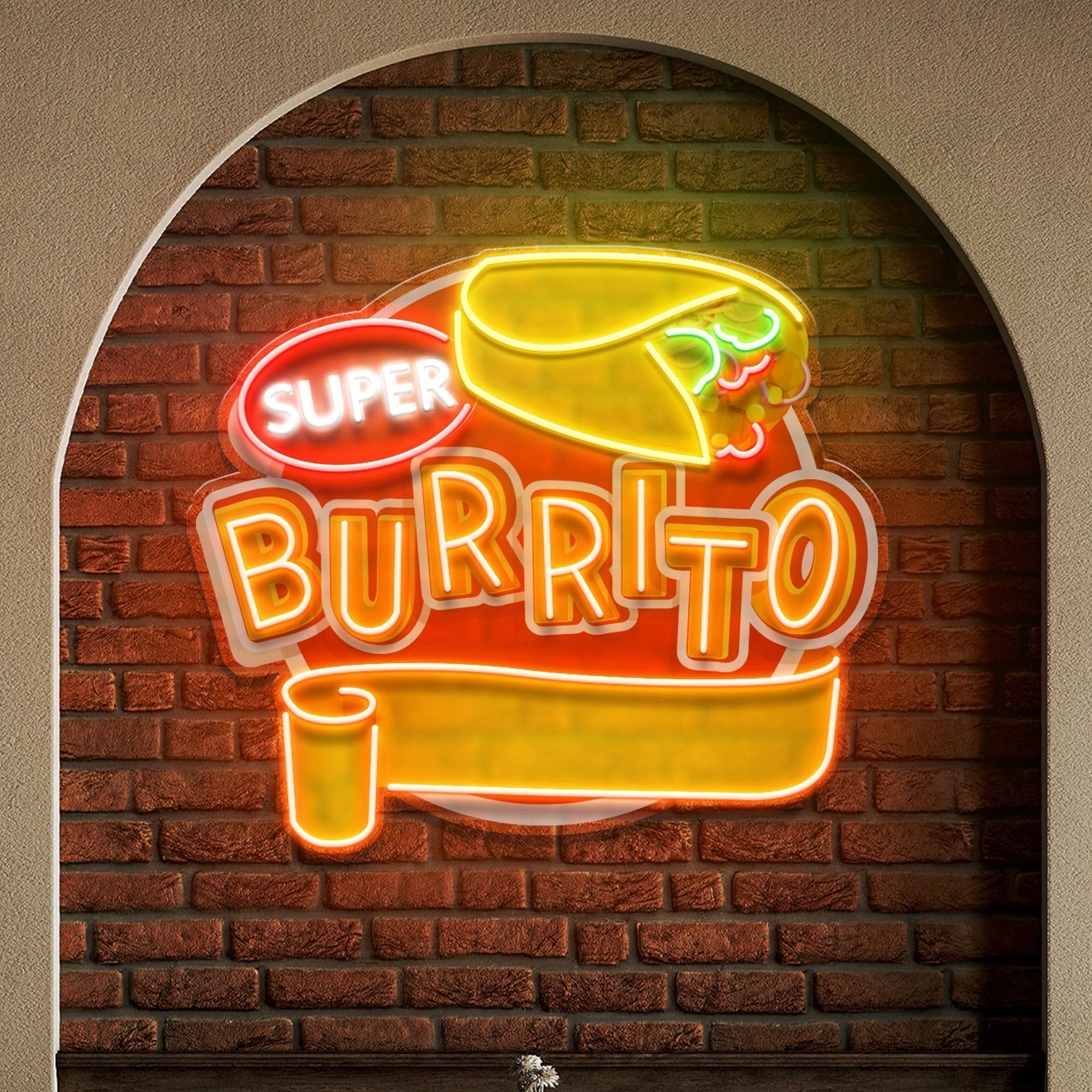 Custom Brand Name Burrito Mexican Food Restaurant Decor Artwork Led Neon Sign Light