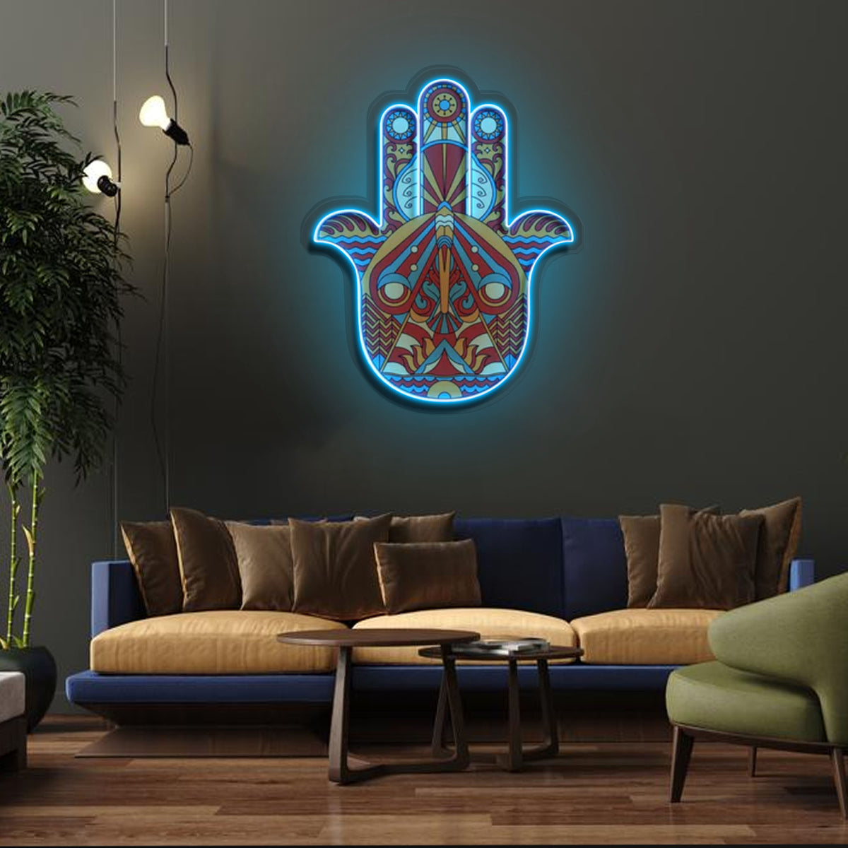 "Hamsa" Neon x Acrylic Artwork