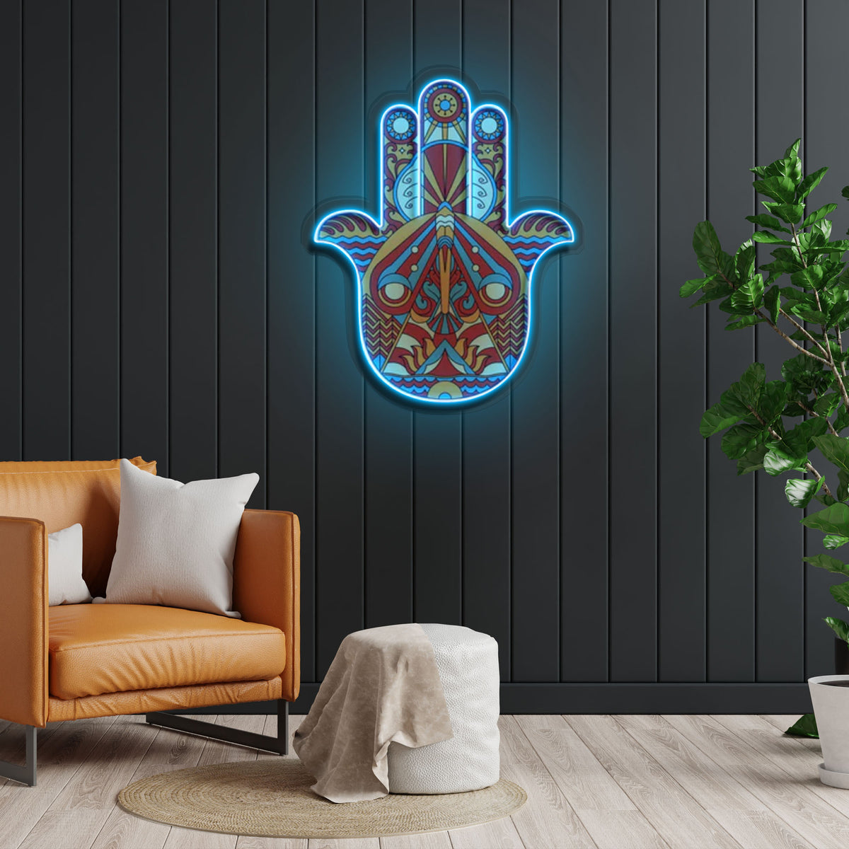 "Hamsa" Neon x Acrylic Artwork