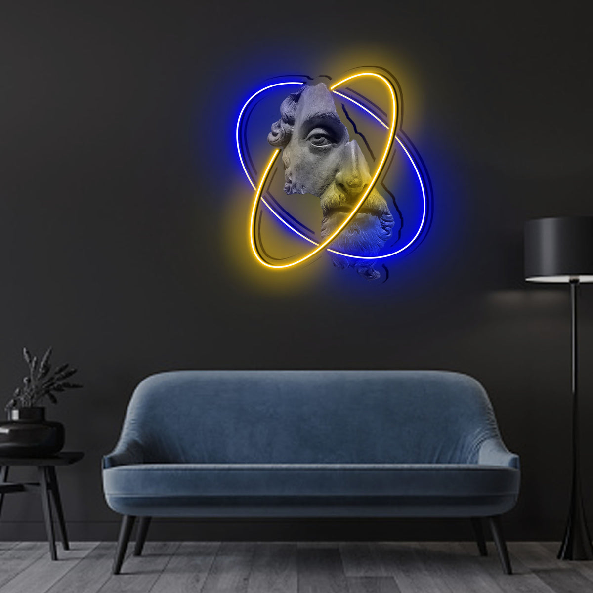 Marcus Aurelius Half Face Neon x Acrylic Artwork