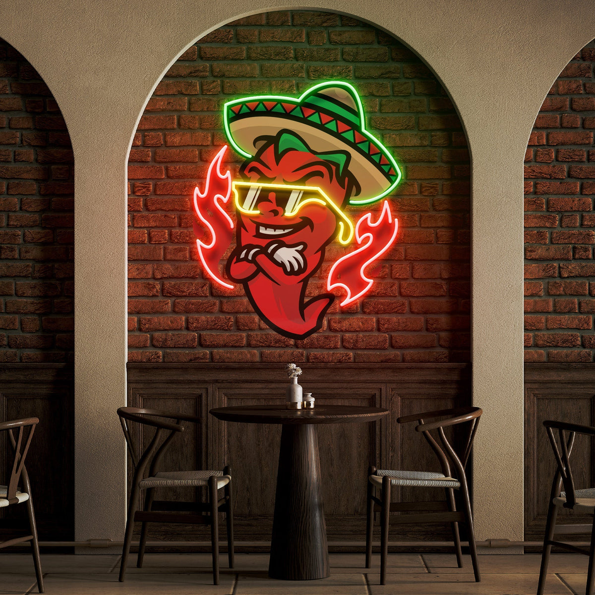 Mexican Chili Pepper Cartoon Mascot Artwork Led Neon Sign Light