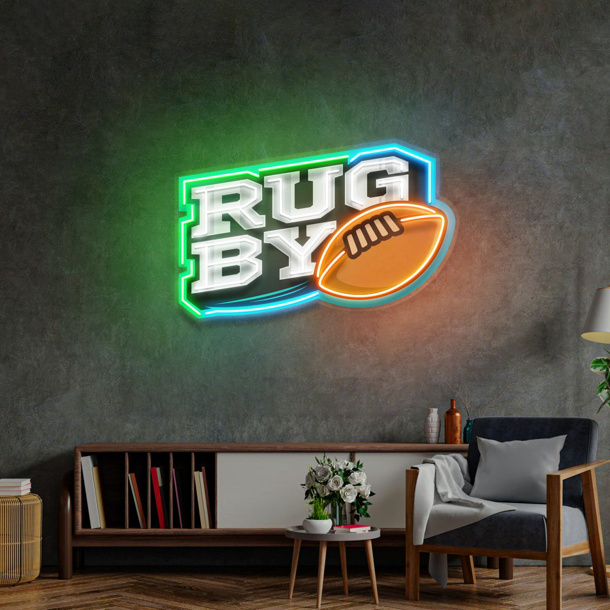 Rugby Ball LED Neon Sign Light Pop Art